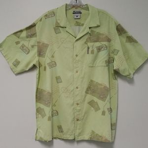 Columbia lime green button-up‎ shirt🍈